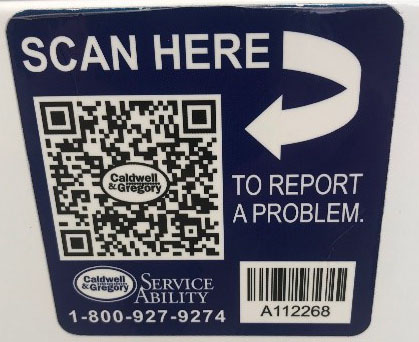 QR code to scan to report a problem. The phone number 1-800-927-9274 is also listed.